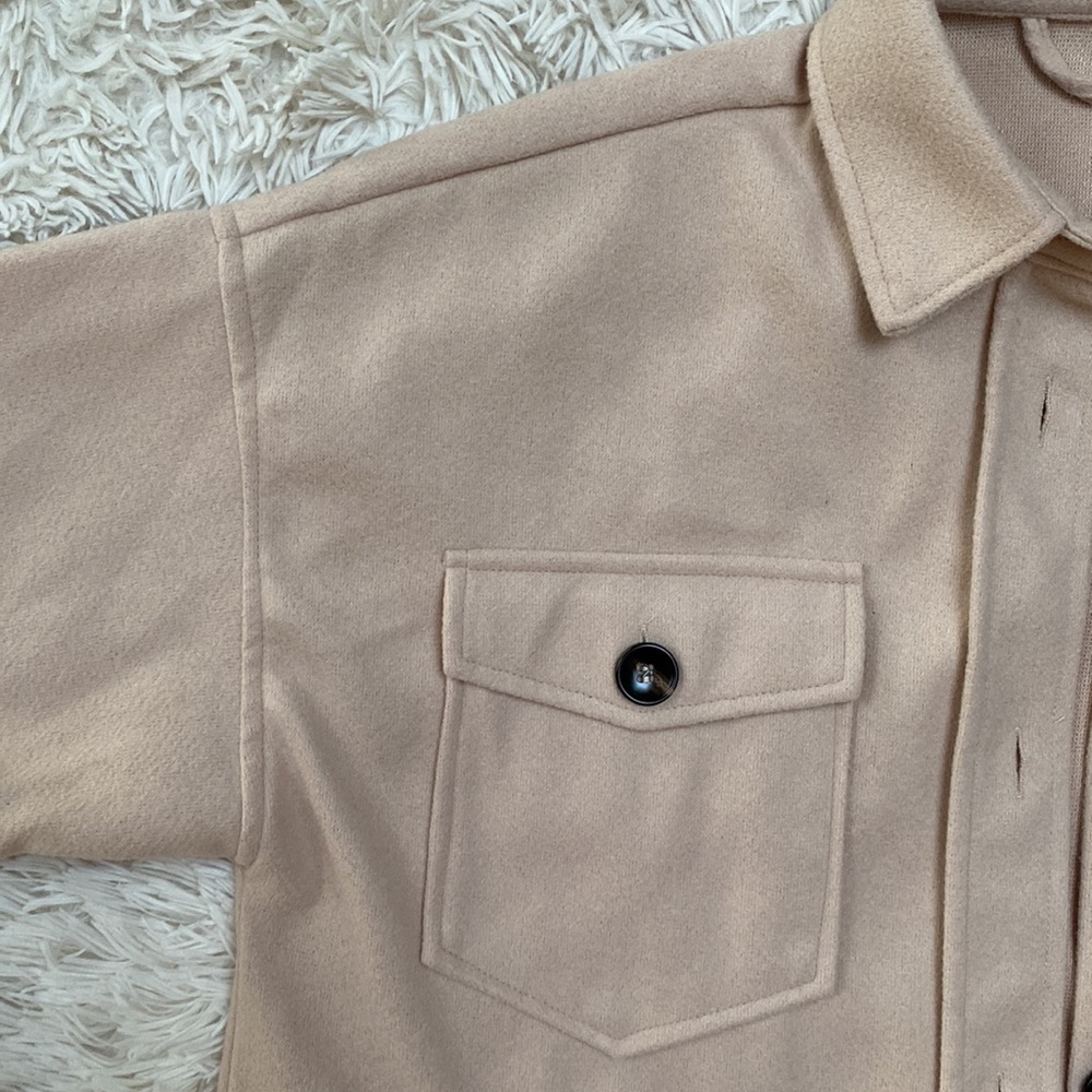 Staccato Button Down Shacket Tan - image 5